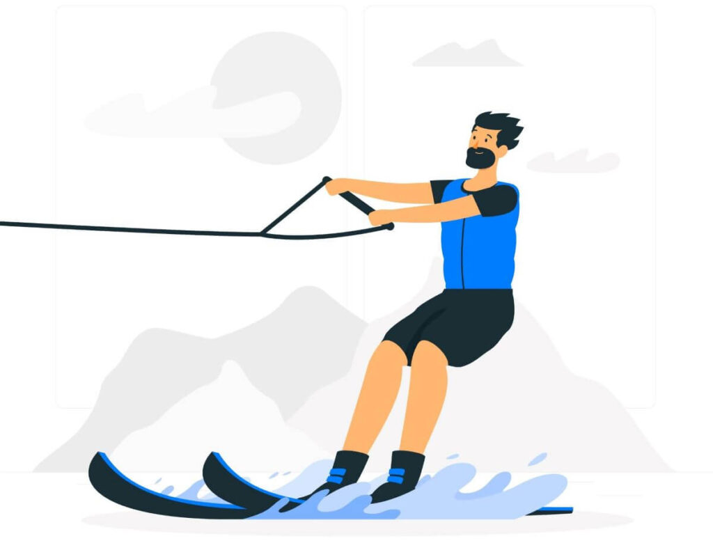 Illustration d'un homme faisant du ski nautique